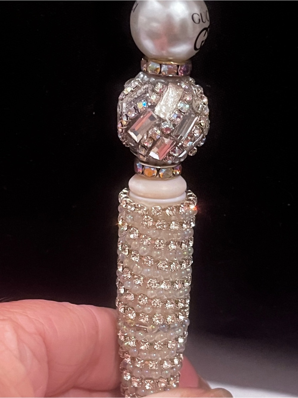 Fashion Designer ultra luxe Silver Crystal Logo focal fancy beaded pen - Picture 8 of 8
